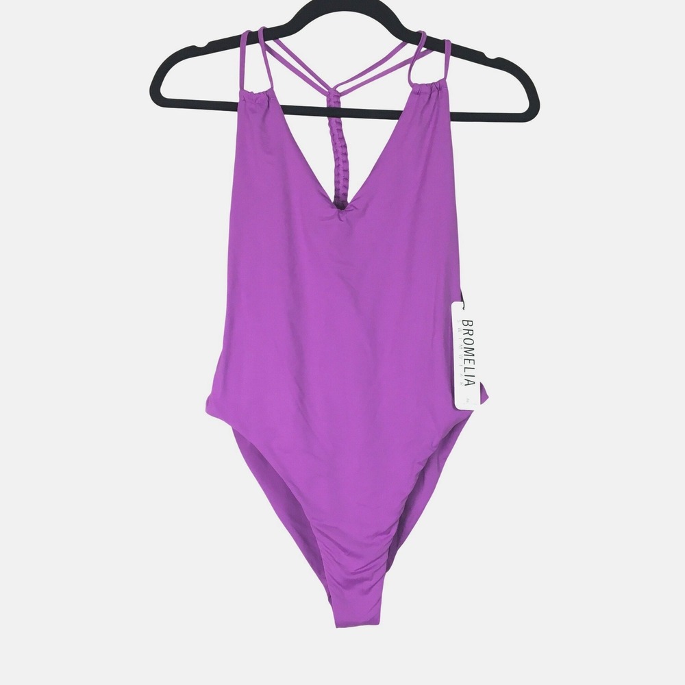 Bromelia Giovanna Braided Back One Piece Swimsuit M Electric Orchid